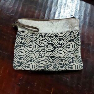 MYRA BAG LEATHER COWHIDE CANVAS WRISTLET CROSSBODY  Tribal Earthy Western